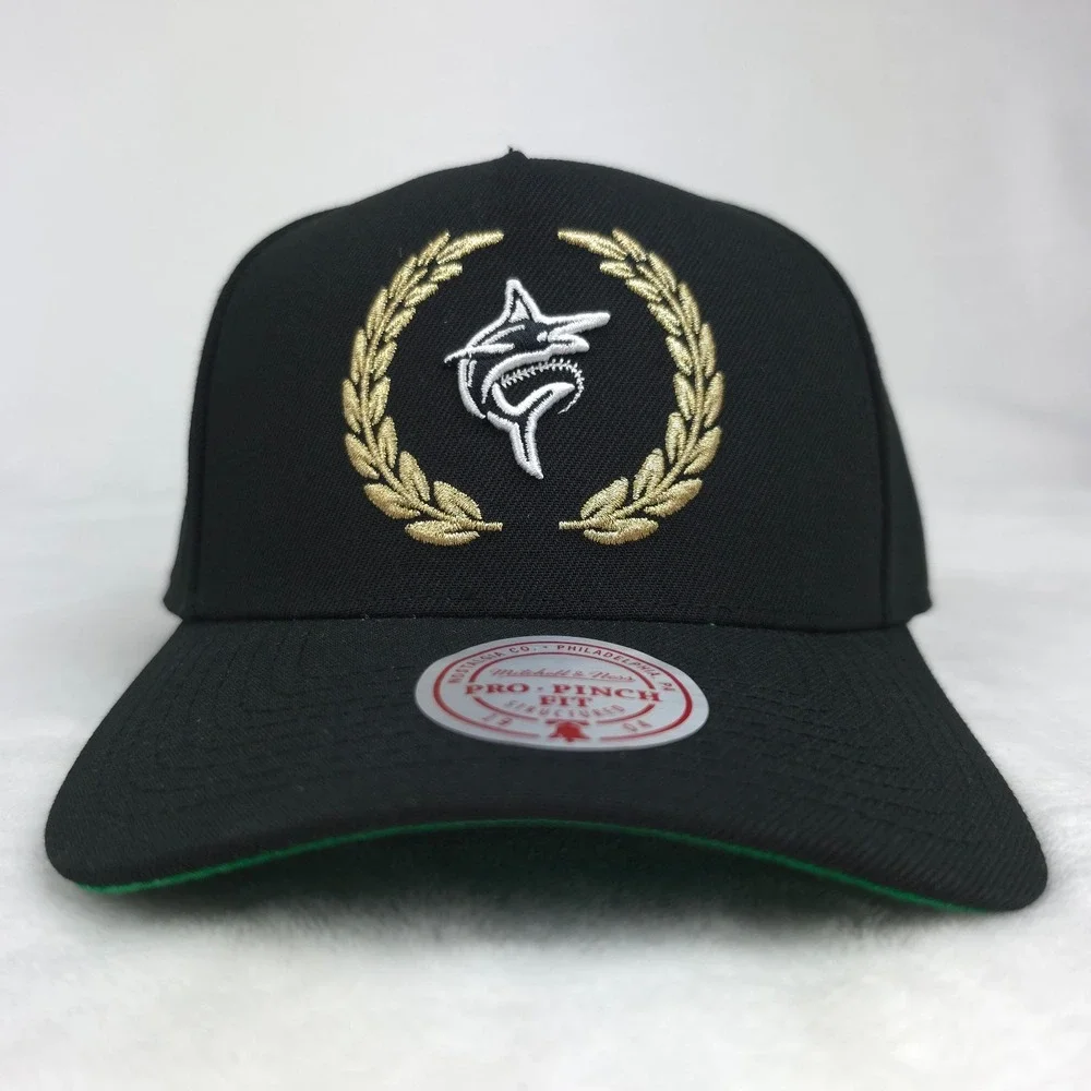 Florida‎ Marlins Mitchell & Ness MLB Pro Fit Snapback Hat Cap Ivy 3D Logo NWT
